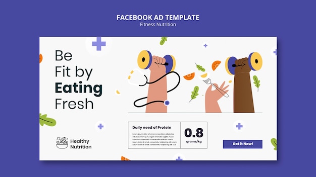 Kostenlose PSD facebook-vorlage für fitness-ernährung