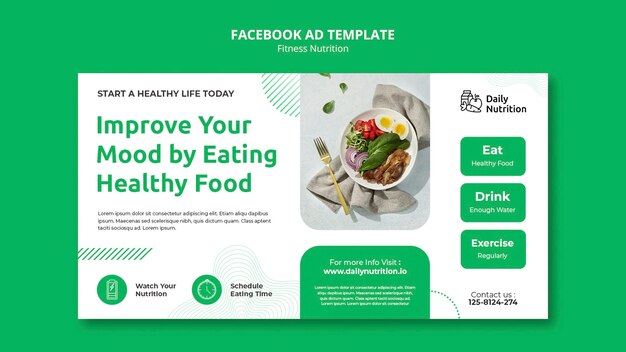 Facebook-Vorlage für Fitness-Ernährung