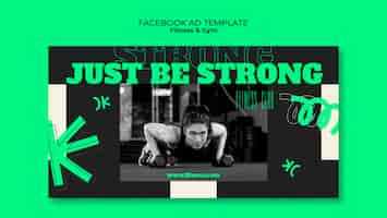 Kostenlose PSD facebook-vorlage für fitnessstudio-training im flachen design