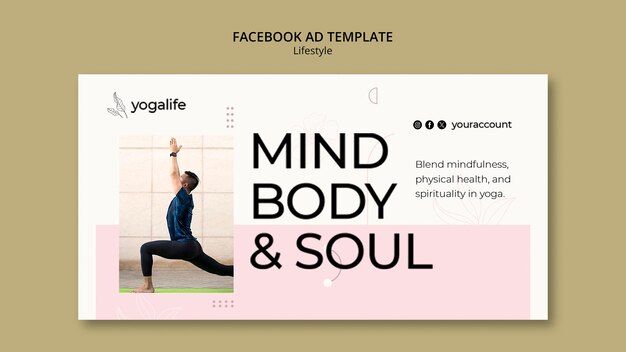 Facebook-Vorlage für flaches Design und Lebensstil