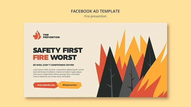 Facebook-vorlage für flaches design zur brandverhütung