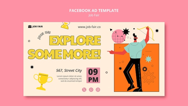 Facebook-Vorlage für Flächen-Design-Jobmessen