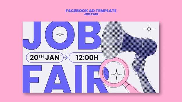 Facebook-Vorlage für Flächen-Design-Jobmessen