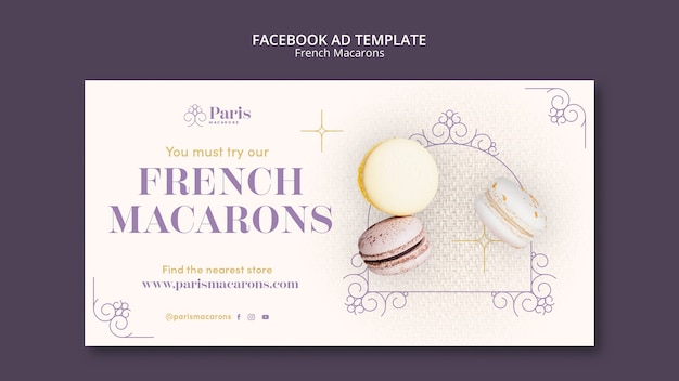 Kostenlose PSD facebook-vorlage für französische macarons