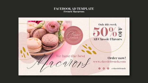 Kostenlose PSD facebook-vorlage für französische macarons