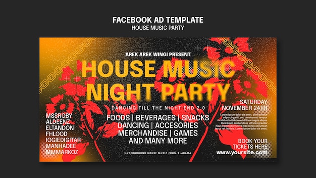 Kostenlose PSD facebook-vorlage für house-musikpartys