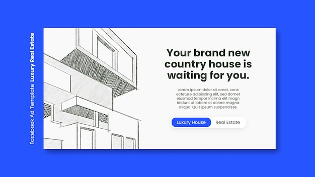 Kostenlose PSD facebook-vorlage für luxusimmobilien