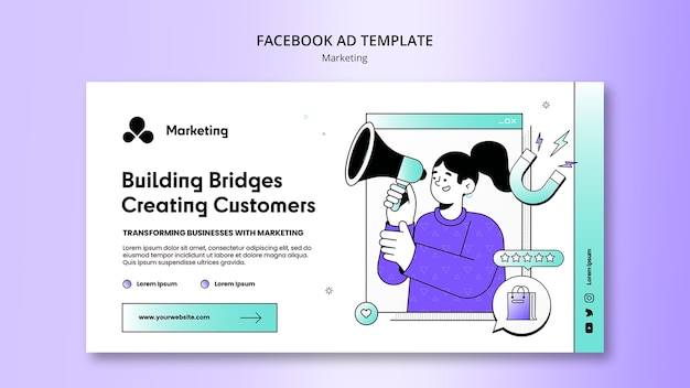 Facebook-vorlage für marketingstrategie im flachen design