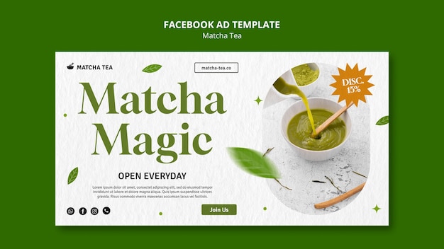 Kostenlose PSD facebook-vorlage für matcha-tee