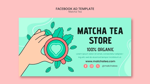 Kostenlose PSD facebook-vorlage für matcha-tee