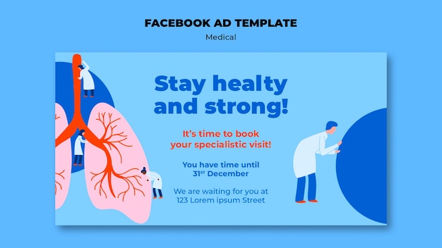 Kostenlose PSD facebook-vorlage für medizinische versorgung im flachen design