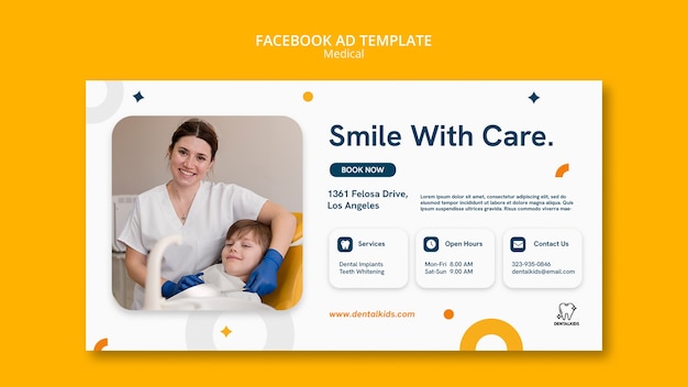 Kostenlose PSD facebook-vorlage für medizinische versorgung im flachen design