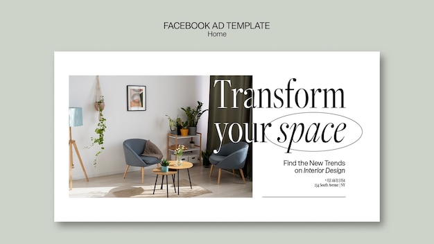 Facebook-vorlage für minimalistische innenarchitektur