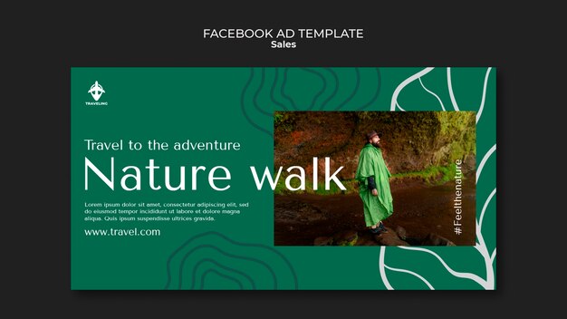 Facebook-Vorlage für Reiseabenteuer im flachen Design