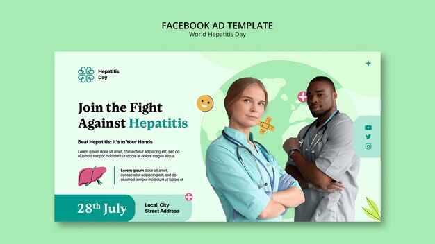 Kostenlose PSD facebook-vorlage zum welt-hepatitis-tag