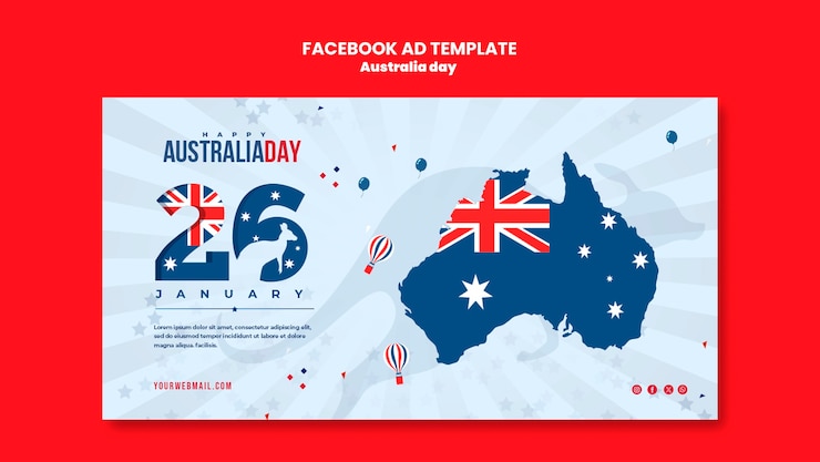 Kostenlose PSD facebook-vorlage zur feier des australischen tages
