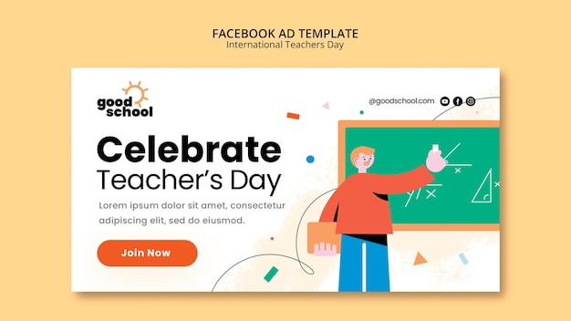 Facebook-Werbevorlage für den Lehrertag im flachen Design