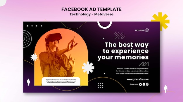 Kostenlose PSD facebook-werbevorlagendesign mit farbverlaufstechnologie