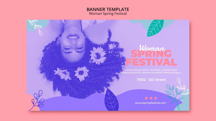 Kostenlose PSD fahne mit frauenfrühlingsfestdesign