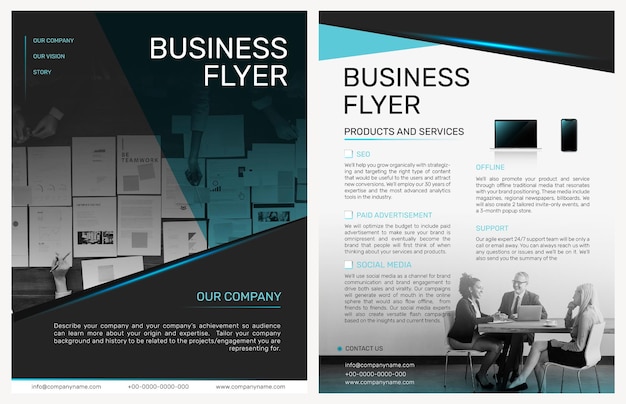 Faltbare business flyer vorlage psd im modernen design