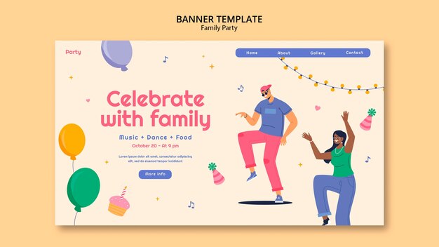 Familienfest-Vorlage im flachen Design