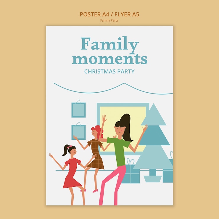 Kostenlose PSD familienfest-vorlage im flachen design