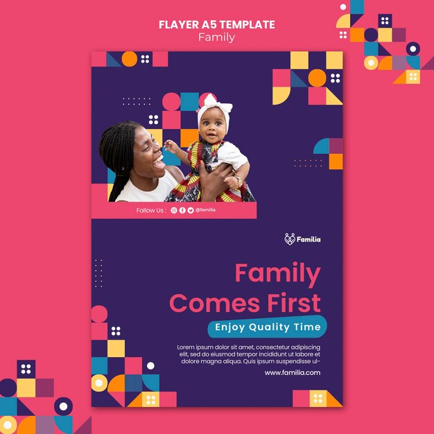 Familieninspirierte Flyer-Vorlage