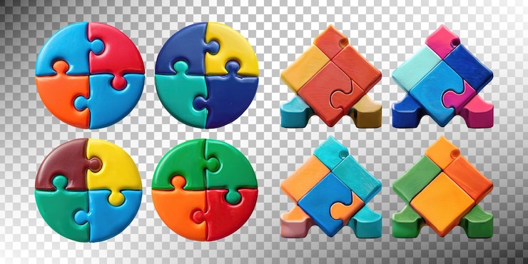 Kostenlose PSD farbige puzzle-stücke für kreative projekte