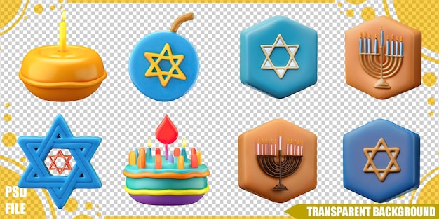 Farbige Symbole der Hanukkah-Feier