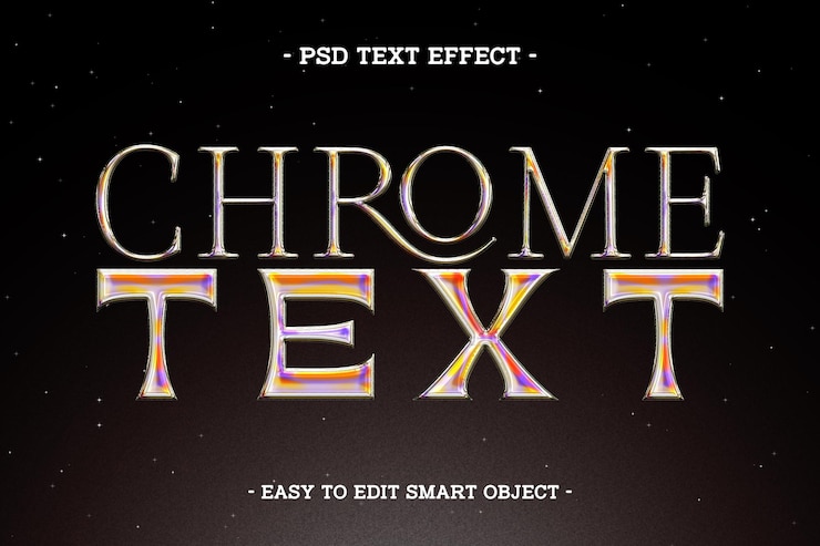 Kostenlose PSD farbiger chrom-metall-text-effekt mit gradient