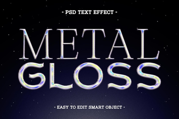 Kostenlose PSD farbiger metallglanz-chrom-text-effekt