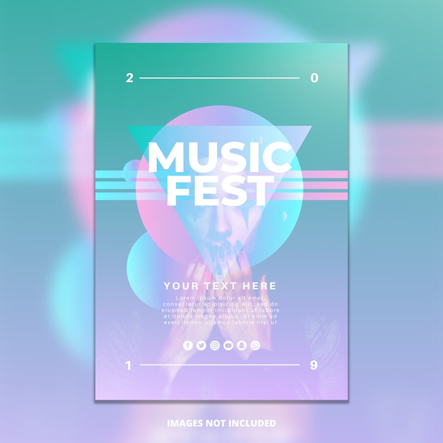 Kostenlose PSD farbverlauf musik festival plakat vorlage