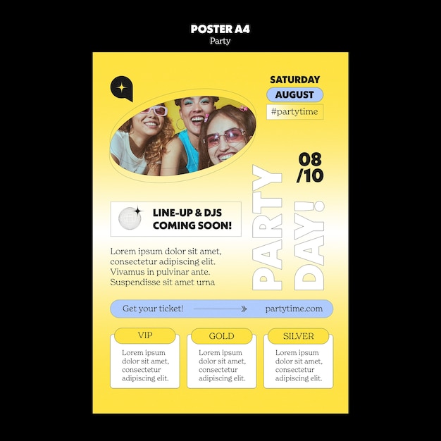 Kostenlose PSD farbverlauf-party-template-design