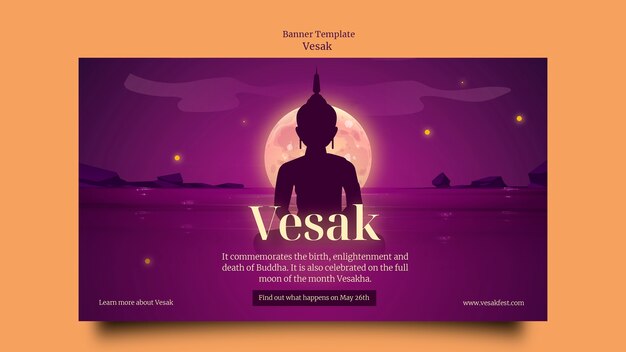 Kostenlose PSD farbverlauf-vesak-banner-template-design