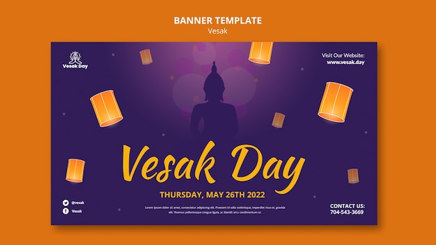 Kostenlose PSD farbverlauf-vesak-feier-banner-template-design