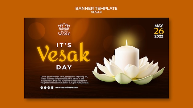 Kostenlose PSD farbverlauf-vesak-feier-banner-template-design