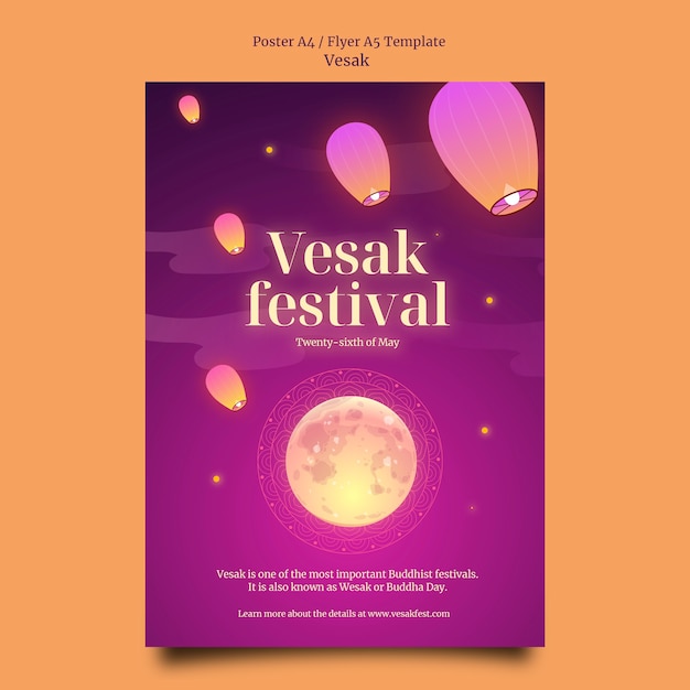 Kostenlose PSD farbverlauf-vesak-poster-vorlagendesign