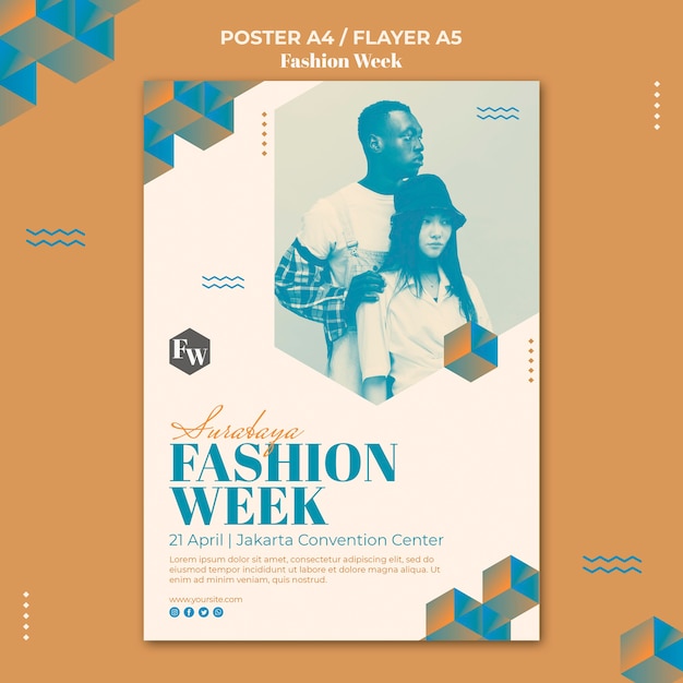 Kostenlose PSD fashion week flyer template design