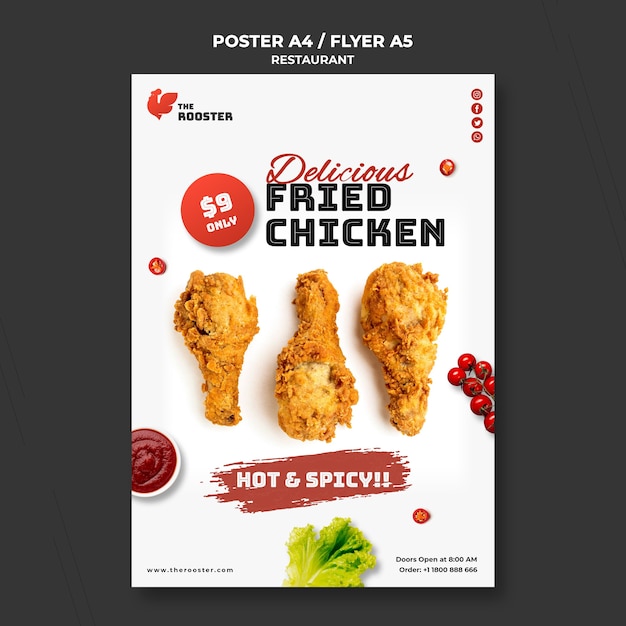 Kostenlose PSD fast-food-plakatschablone mit foto