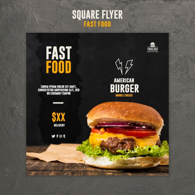 Kostenlose PSD fast food square flyer