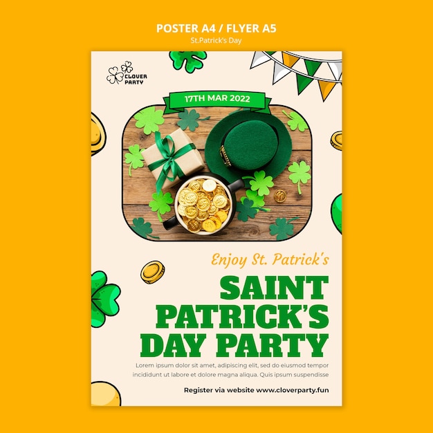 Kostenlose PSD feiern sie st. patrick's day flyer vorlage