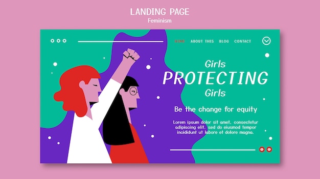 Kostenlose PSD feminismus landing page