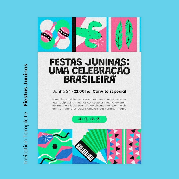 Kostenlose PSD festa junina feier einladungsvorlage