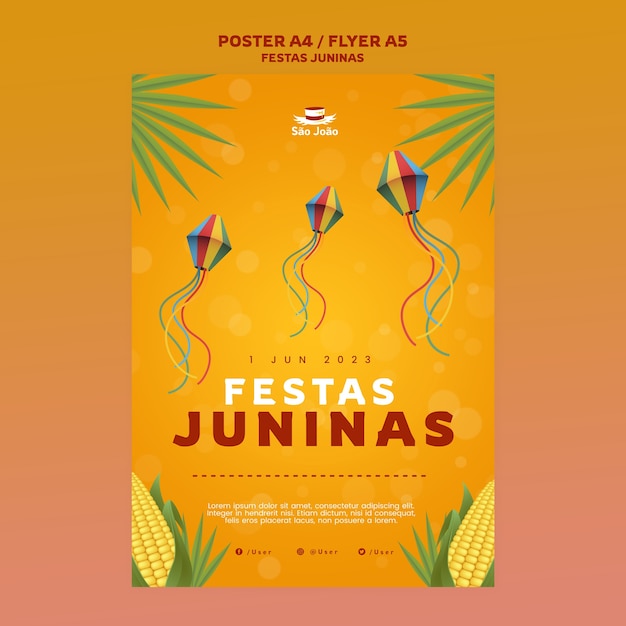 Kostenlose PSD festa junina feierplakatvorlage