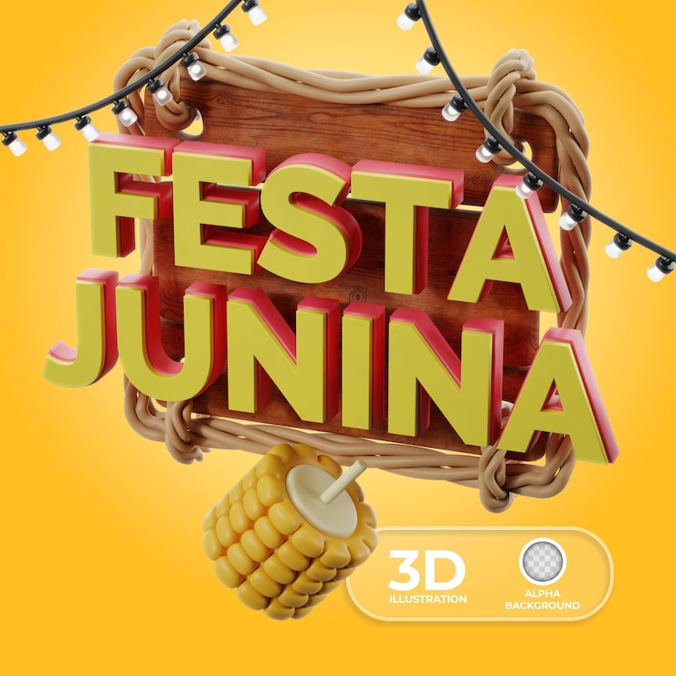 Kostenlose PSD festa junina-rahmen mit lichtern und mais