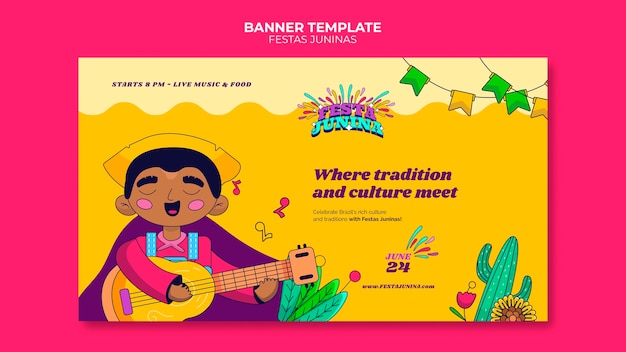 Festas juninas banner-template-design