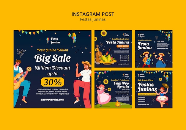 Kostenlose PSD festas juninas feier instagram posts