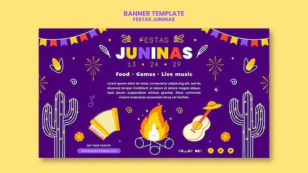 Kostenlose PSD festas juninas horizontale bannervorlage