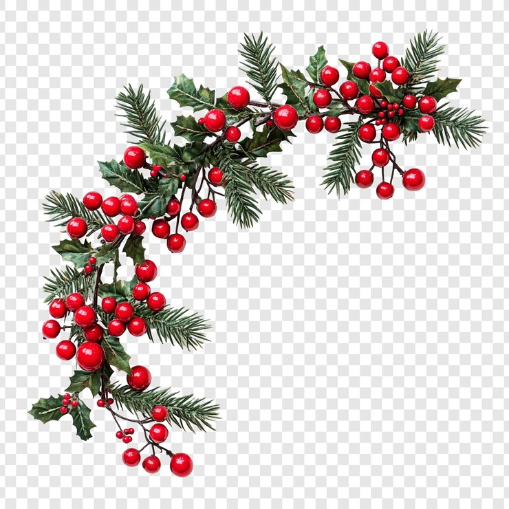 Kostenlose PSD festliche weihnachts-holly- und kieferzweigkränze-dekoration