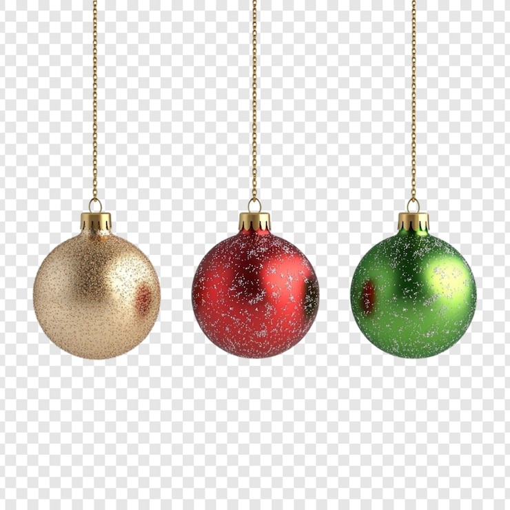Kostenlose PSD festliche weihnachtsschmuckstücke hängen gold rot grün glitzer freudige ferienzeit